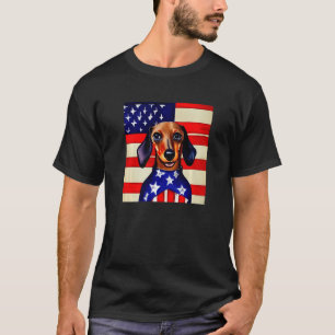 DACKEL der US-Flagge Hund Patriotisches Haustier A T-Shirt