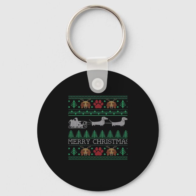 Dackel der Weihnachtsfeier Dackel Ugly Chri Schlüsselanhänger (Vorderseite)