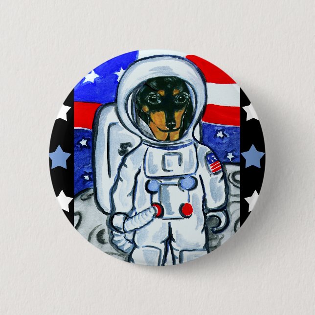 Dackel des Astronauten Button (Vorderseite)