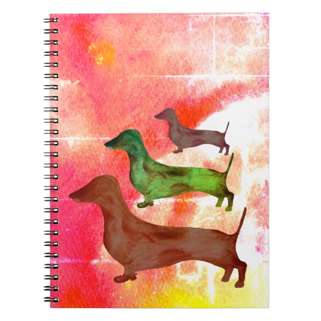 Dackel Dog Abstrakt Art Illustration Notebook Notizblock (Vorderseite)