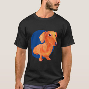 Dackel Dog Art mit blauem Hintergrund T-Shirt