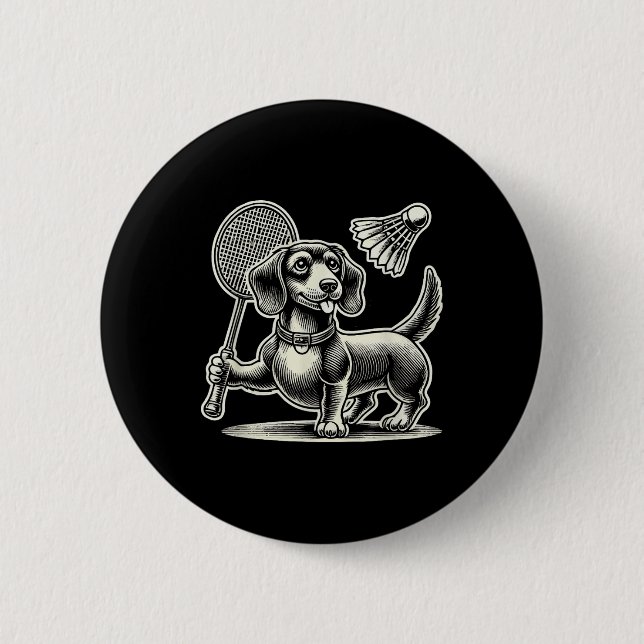 Dackel Dog Badminton Player Shuttle Men Women Button (Vorderseite)