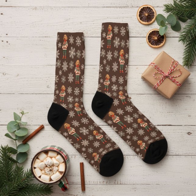 Dackel Dog Braun Retro Custom Socken (Von Creator hochgeladen)