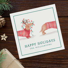 Dackel Dog Cozy Red Knitter Weihnachtssüßer Serviette