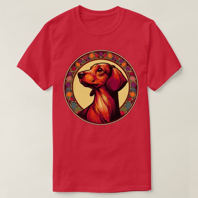 Dackel Dog Design Jugendstil T-Shirt (Design vorne)