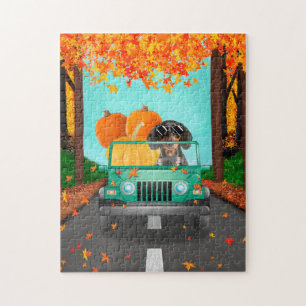 Dackel Dog Fall Pumpkin Puzzle