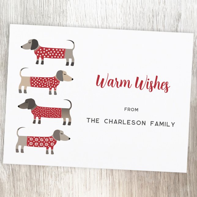 Dackel Dog Fun Feiertagspostkarte (Fun personalized Dachshund Sausage Wiener Dog holiday postcard)