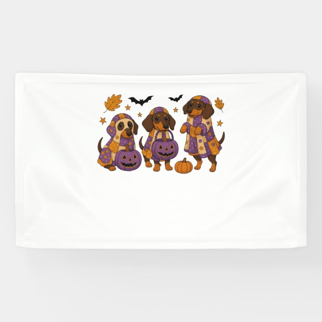 Dackel Dog Ghost Halloween Banner (Horizontal)