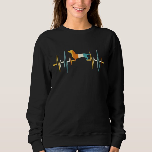 Dackel Dog Heartbeat Retro Vintag Sweatshirt (Vorderseite)