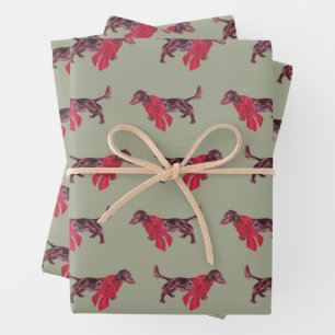 Dackel Dog Holiday Wrapping Paper Geschenkpapier Set