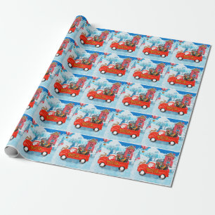 Dackel Dog in Christmas Delivery LKW Schnee Geschenkpapier