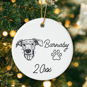 Dackel Dog Individuelle Name & Year Line Art Keramik Ornament