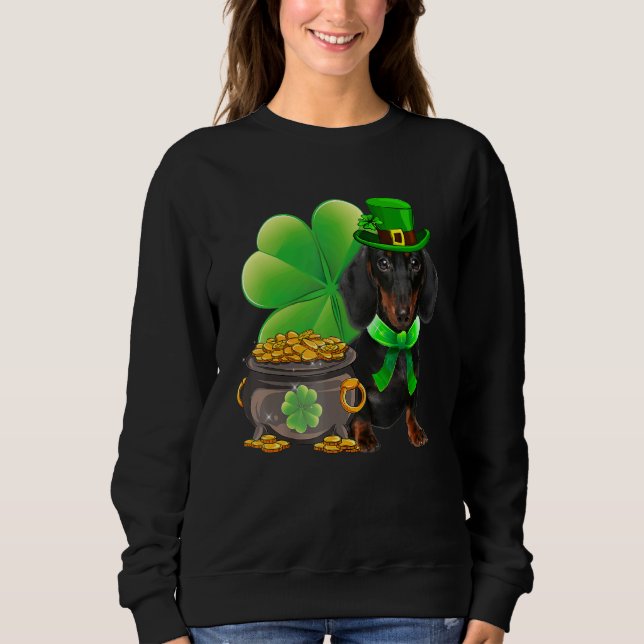Dackel Dog Kleeblatt Irish Saint St Patrick Day Sweatshirt (Vorderseite)