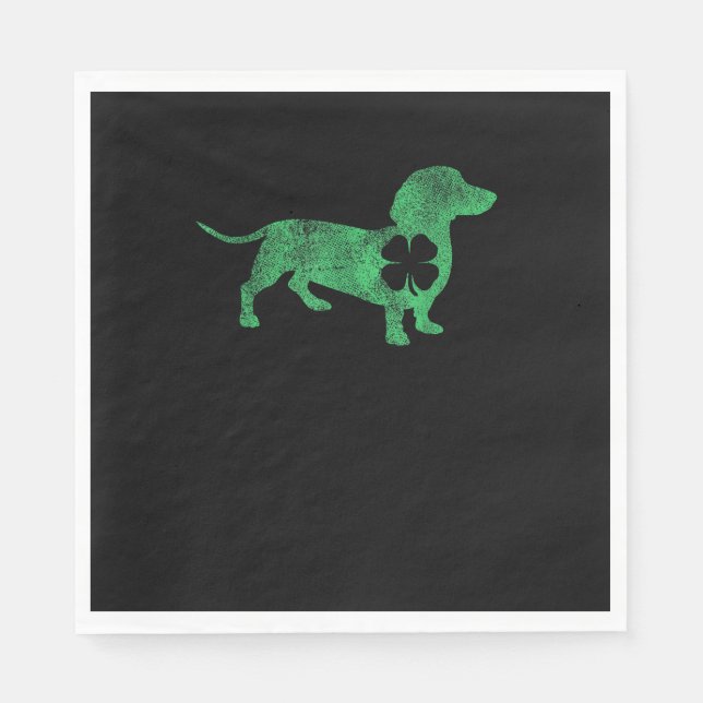 Dackel Dog Kleeblatt St. Patrick's Day Saint Pad Serviette (Vorderseite)