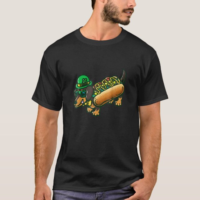 Dackel Dog Leprechau St Patrick Day Saint Paddy T-Shirt (Vorderseite)