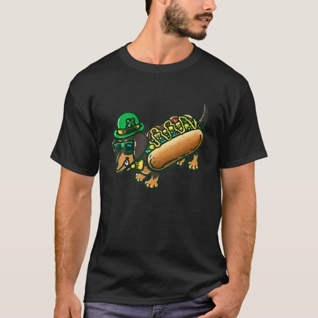 Dackel Dog Leprechau St Patrick Day Saint Paddy T-Shirt (Vorderseite)