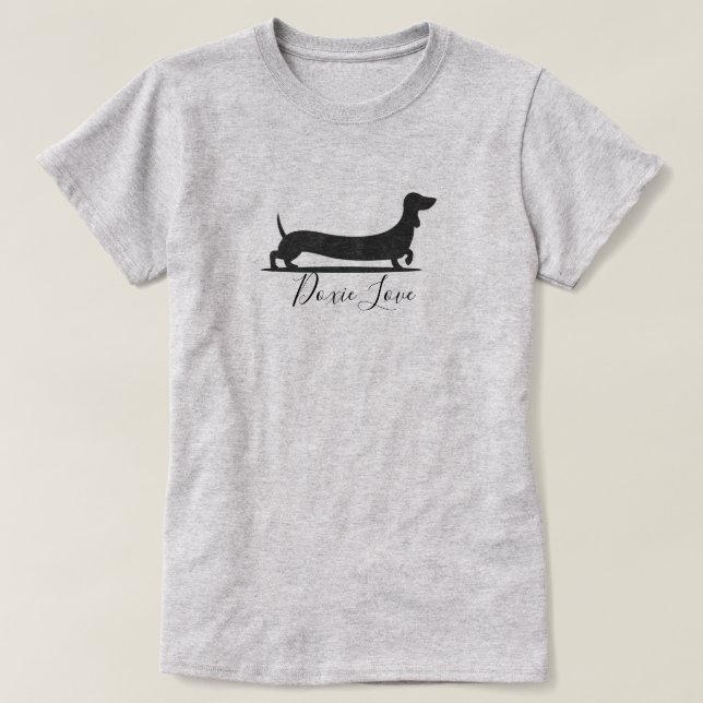 Dackel Dog Liebe Basic T - Shirt (Design vorne)