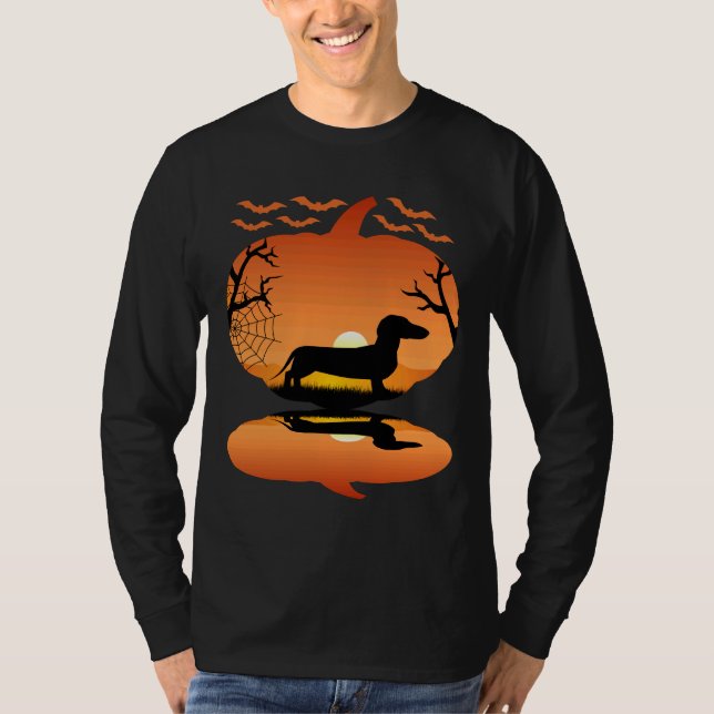 Dackel Dog Lovers Pumpkin Funny Dackel Eigentümer T-Shirt (Vorderseite)