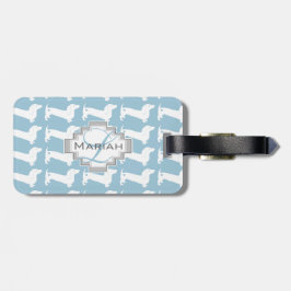 Dackel Dog Muster Monogramm Gepäckanhänger