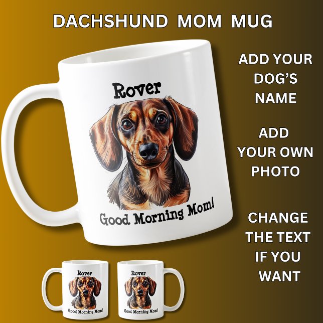 Dackel, Dog-Name hinzufügen, Foto ändern Kaffeetasse (Von Creator hochgeladen)
