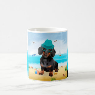 Dackel Dog on Beach Kaffeetasse
