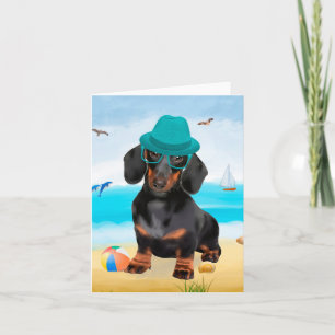 Dackel Dog on Beach Karte