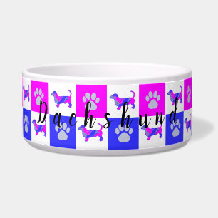 Dackel Dog & Paw Hot Pink und Blue Pet Bowl Napf