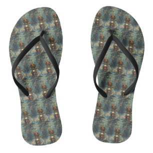 Dackel Dog Riding Motorrad Weihnachten Flip Flops