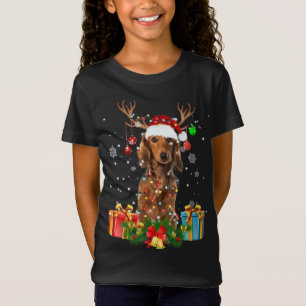 Dackel Dog Tree Weihnachtslicht Hund Ugly Xmas T-Shirt