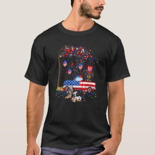 Dackel Dog & Truck American Flag Patriotic Juli T-Shirt