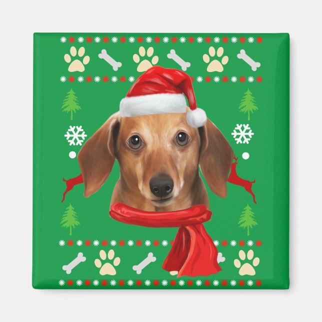 Dackel Dog Ugly Weihnachten Magnet (Vorne)