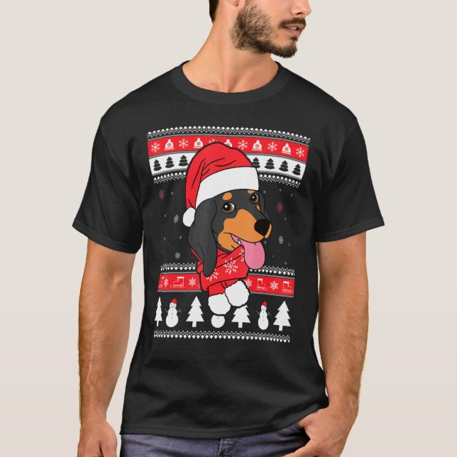 Dackel Dog Ugly Weihnachten T-Shirt (Vorderseite)