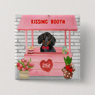 Dackel Dog Valentine's Day Kissing Booth Button