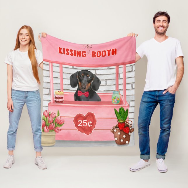 Dackel Dog Valentine's Day Kissing Booth Fleecedecke (Beispiel)