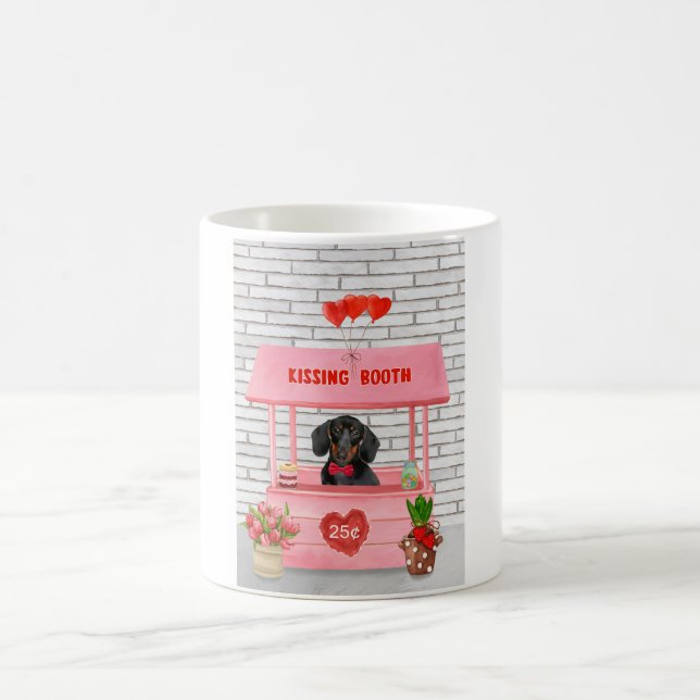Dackel Dog Valentine's Day Kissing Booth Kaffeetasse (Mittel)