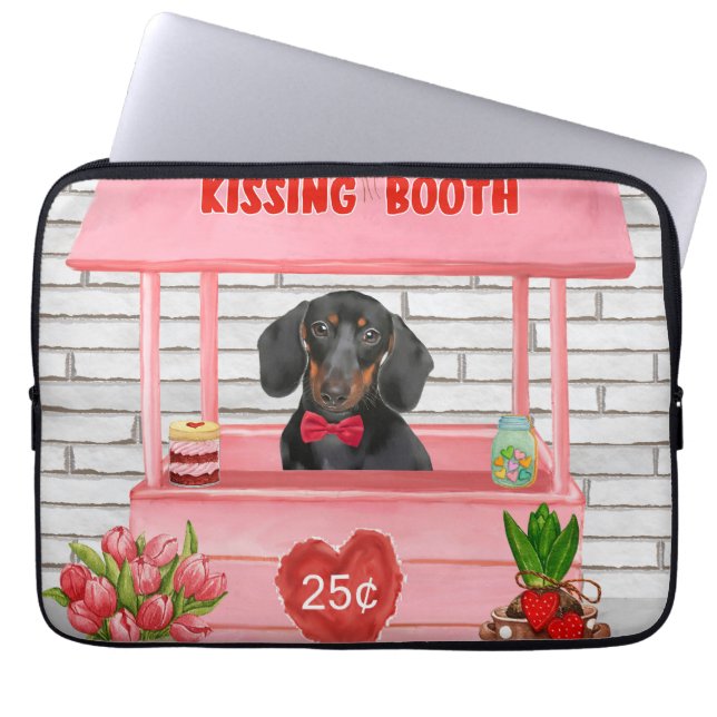 Dackel Dog Valentine's Day Kissing Booth Laptopschutzhülle (Vorderseite)