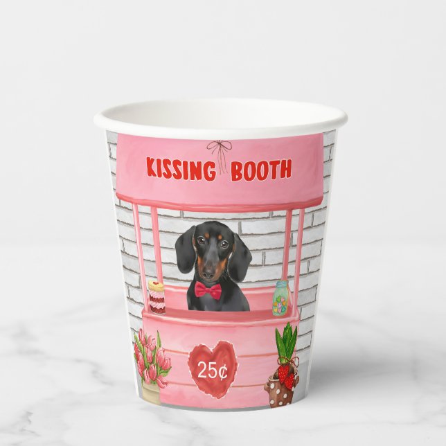 Dackel Dog Valentine's Day Kissing Booth Pappbecher (Vorderseite)