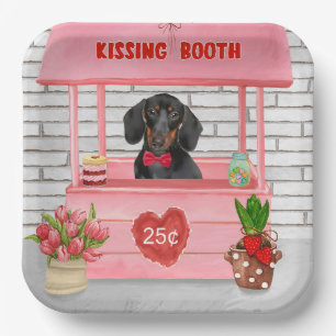Dackel Dog Valentine's Day Kissing Booth Pappteller