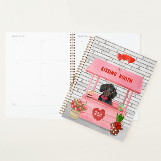 Dackel Dog Valentine's Day Kissing Booth Planer (Anzeige)