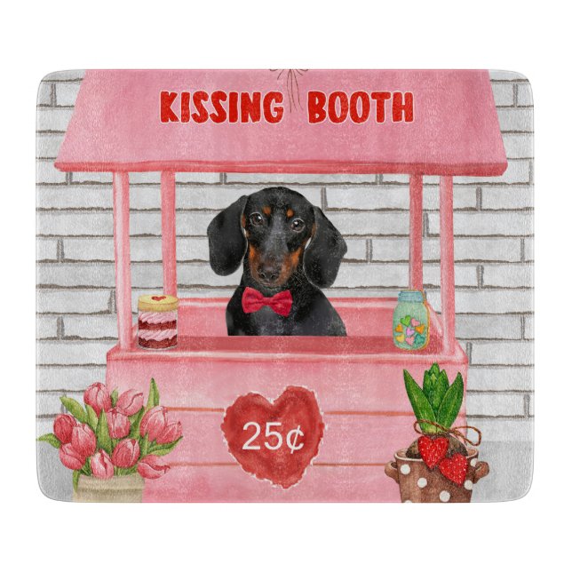 Dackel Dog Valentine's Day Kissing Booth Schneidebrett (Vorderseite)