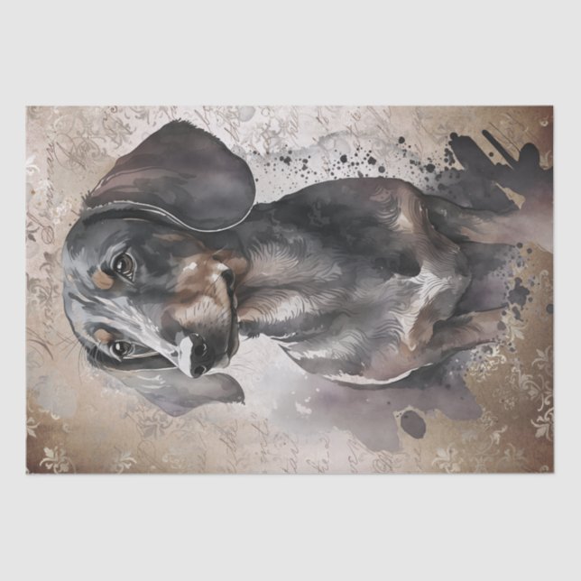 Dackel Dog Watercolor Seidenpapier (Vorderseite)