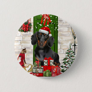 Dackel Dog Weihnachten Button
