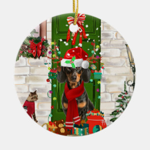 Dackel Dog Weihnachten Keramik Ornament