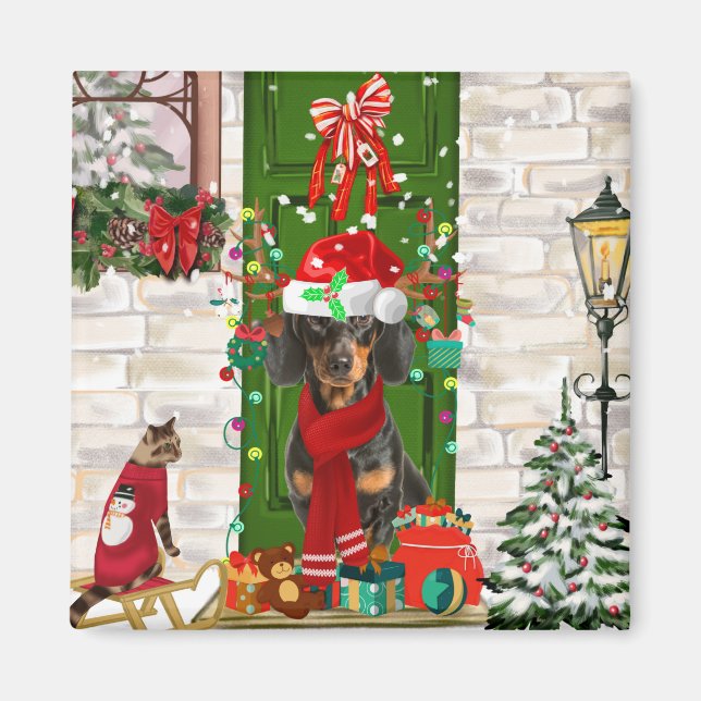 Dackel Dog Weihnachten Magnet (Vorne)