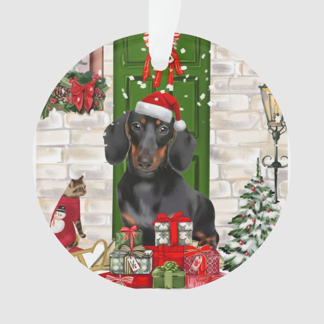 Dackel Dog Weihnachten Ornament (Vorderseite)