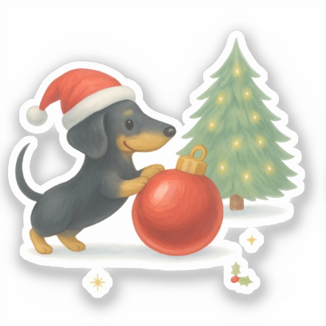 Dackel Dog Weihnachtsgeschenk Vinyl Sticker (Vorderseite)