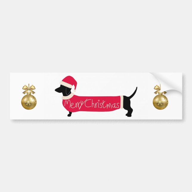 Dackel Dog Weihnachtsgrüße Autoaufkleber (Vorne)