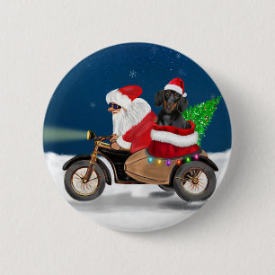 Dackel Dog Weihnachtsmann Button