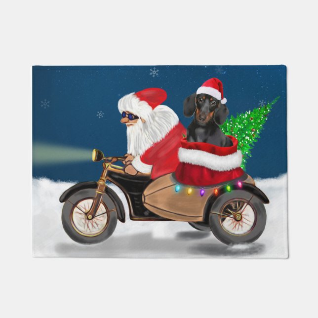 Dackel Dog Weihnachtsmann Fußmatte (Vorderseite)