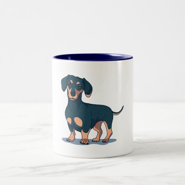 DACKEL DOG ZWEIFARBIGE TASSE (Mittel)
